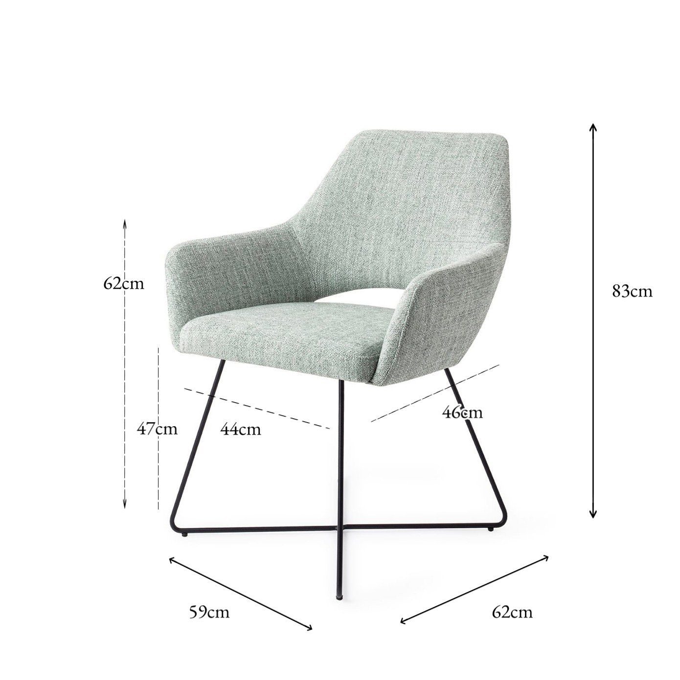 Jesper Home Yanai Soft Sage Eetkamerstoel - Cross Black - KwaliteitWonen.nl
