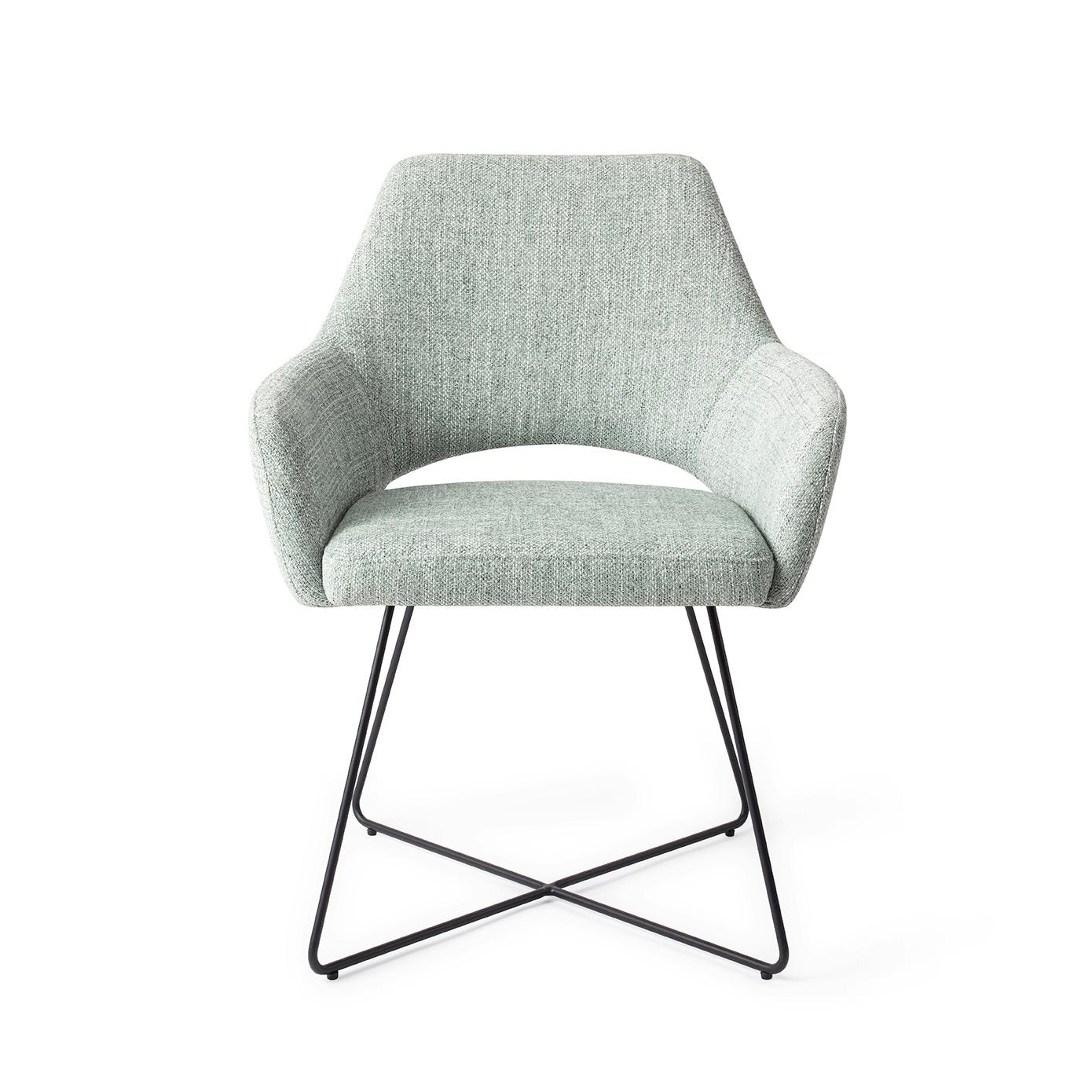 Jesper Home Yanai Soft Sage Eetkamerstoel - Cross Black - KwaliteitWonen.nl