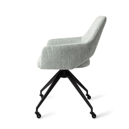 Jesper Home Yanai Soft Sage Eetkamerstoel - Glide Black - KwaliteitWonen.nl