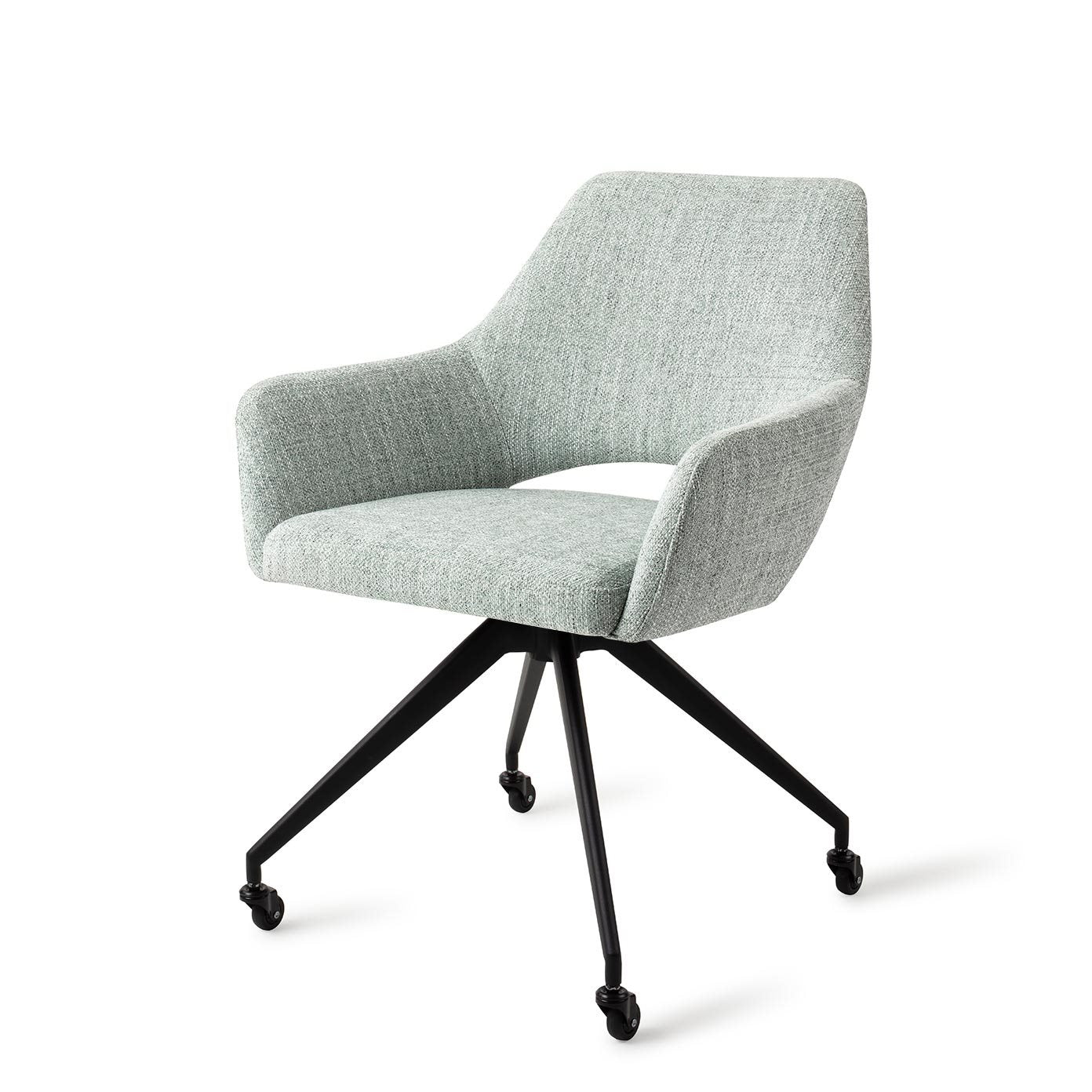 Jesper Home Yanai Soft Sage Eetkamerstoel - Glide Black - KwaliteitWonen.nl