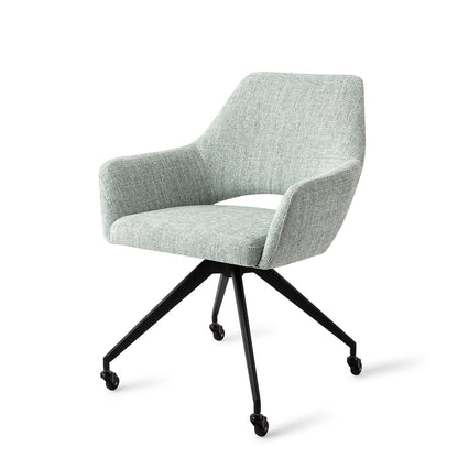 Jesper Home Yanai Soft Sage Eetkamerstoel - Glide Black - KwaliteitWonen.nl