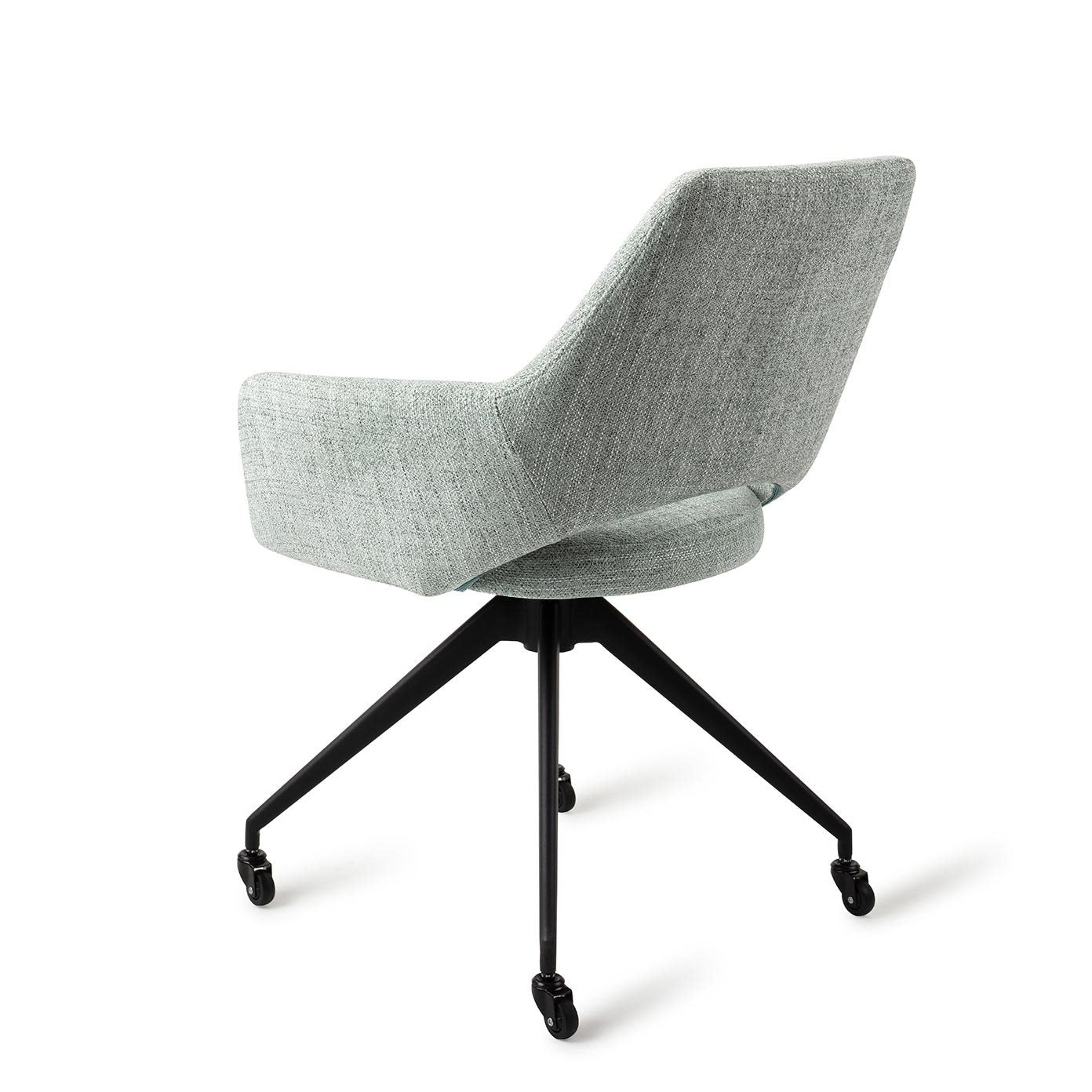 Jesper Home Yanai Soft Sage Eetkamerstoel - Glide Black - KwaliteitWonen.nl