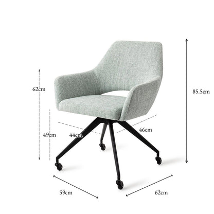 Jesper Home Yanai Soft Sage Eetkamerstoel - Glide Black - KwaliteitWonen.nl