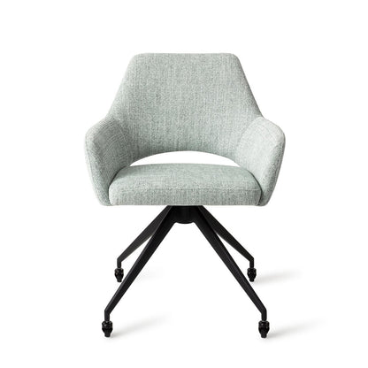 Jesper Home Yanai Soft Sage Eetkamerstoel - Glide Black - KwaliteitWonen.nl
