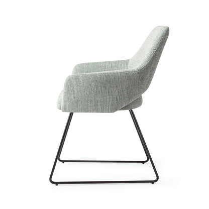 Jesper Home Yanai Soft Sage Eetkamerstoel - Slide Black - KwaliteitWonen.nl