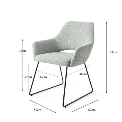 Jesper Home Yanai Soft Sage Eetkamerstoel - Slide Black - KwaliteitWonen.nl