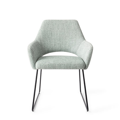 Jesper Home Yanai Soft Sage Eetkamerstoel - Slide Black - KwaliteitWonen.nl