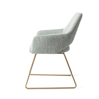 Jesper Home Yanai Soft Sage Eetkamerstoel - Slide Gold - KwaliteitWonen.nl
