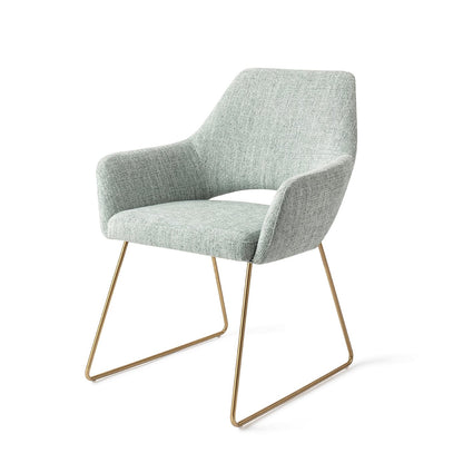 Jesper Home Yanai Soft Sage Eetkamerstoel - Slide Gold - KwaliteitWonen.nl
