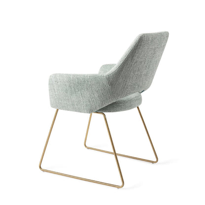 Jesper Home Yanai Soft Sage Eetkamerstoel - Slide Gold - KwaliteitWonen.nl