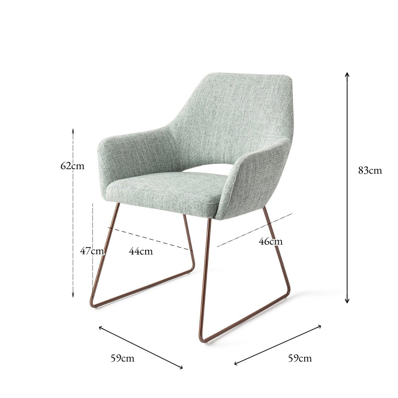 Jesper Home Yanai Soft Sage Eetkamerstoel - Slide Rose - KwaliteitWonen.nl