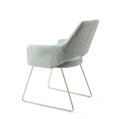 Jesper Home Yanai Soft Sage Eetkamerstoel - Slide Steel - KwaliteitWonen.nl