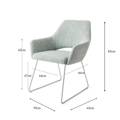 Jesper Home Yanai Soft Sage Eetkamerstoel - Slide Steel - KwaliteitWonen.nl