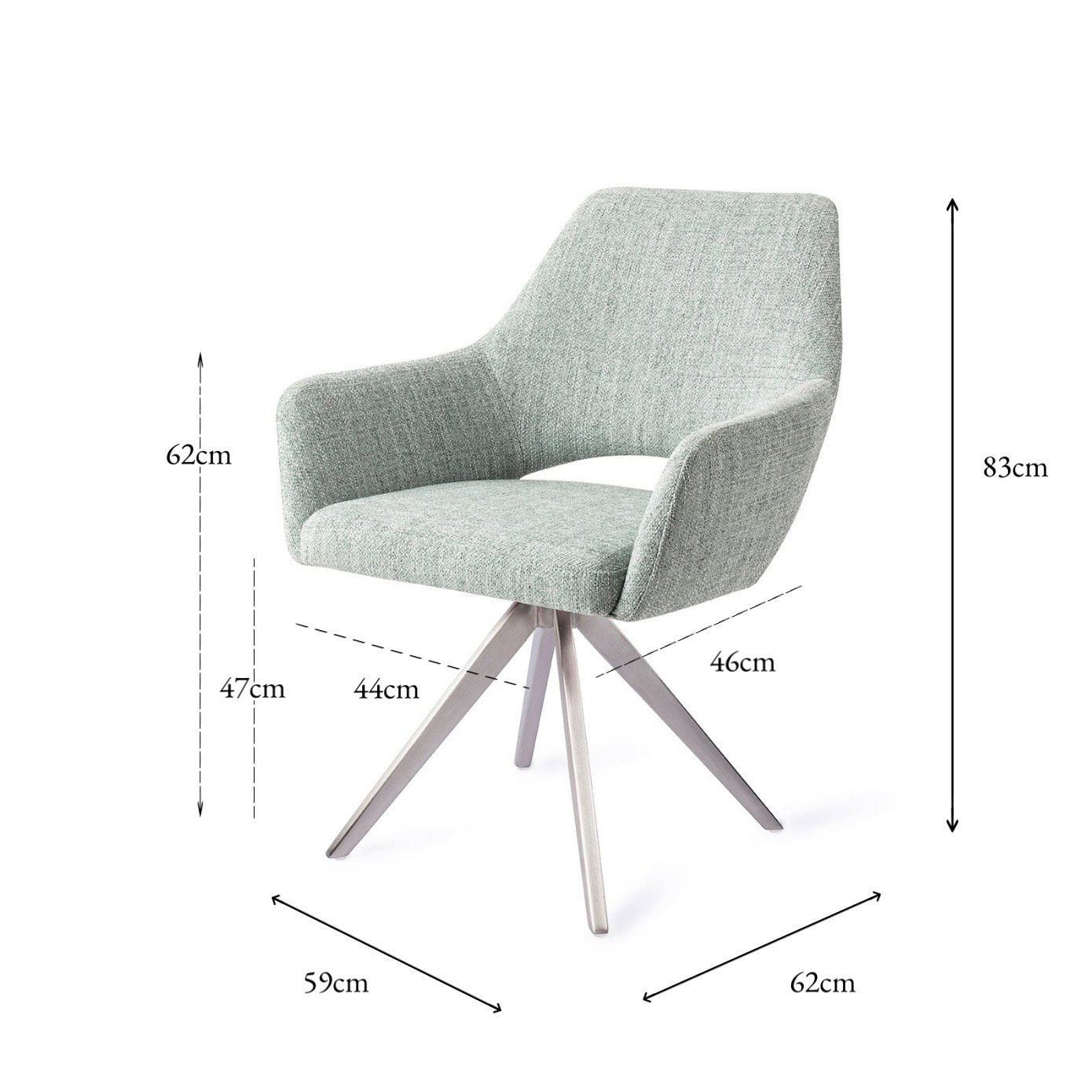 Jesper Home Yanai Soft Sage Eetkamerstoel - Turn Steel - KwaliteitWonen.nl
