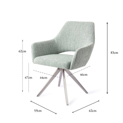 Jesper Home Yanai Soft Sage Eetkamerstoel - Turn Steel - KwaliteitWonen.nl