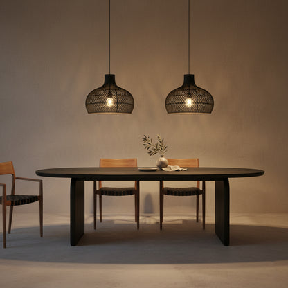 Raw Materials Maze Rotan Hanglamp Zwart - Ø 42x36 Cm