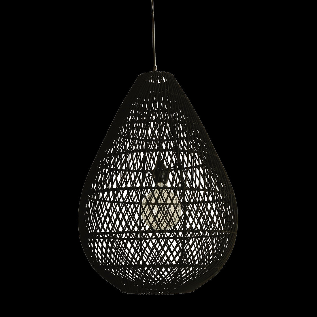 Raw Materials Maze Druppel Rotan Hanglamp Zwart - Ø 45x65 Cm