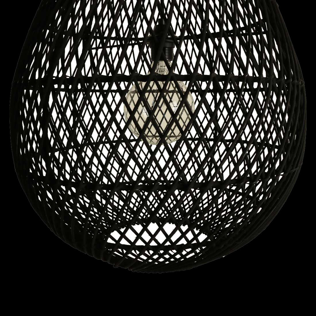 Raw Materials Maze Druppel Rotan Hanglamp Zwart - Ø 45x65 Cm