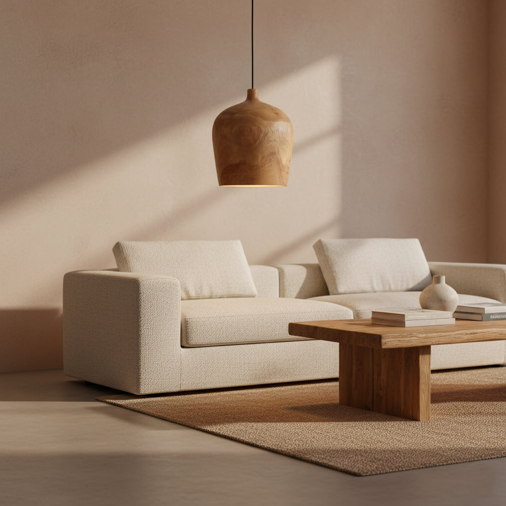 Raw Materials Sirocco Teak Houten Hanglamp Fles - Ø 25x28 Cm