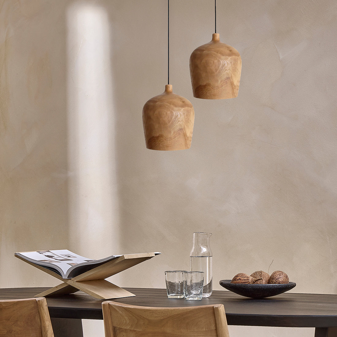 Raw Materials Sirocco Teak Houten Hanglamp Fles - Ø 25x28 Cm