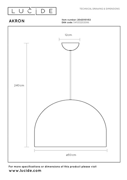 Lucide AKRON - Hanglamp - Ø 50 cm - 1xE27 - Mat Goud / Messing | Premium - KwaliteitWonen.nl