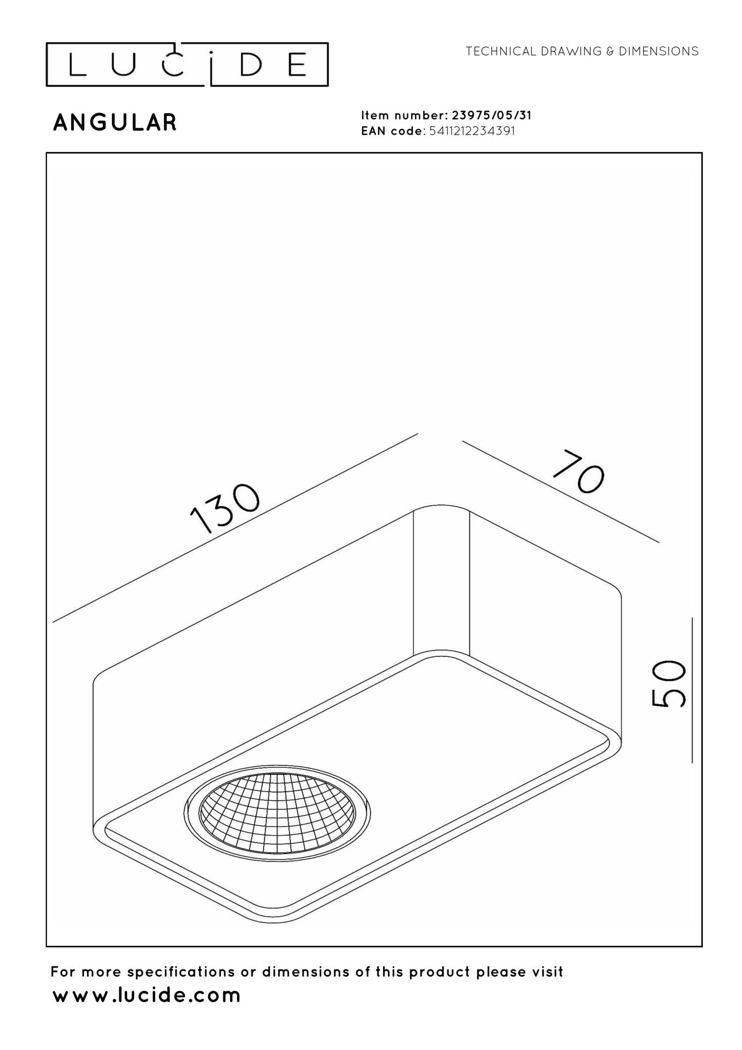 Lucide ANGULAR - Plafondspot - LED Dimb. - 1x6W 2700K - Wit | Premium - KwaliteitWonen.nl