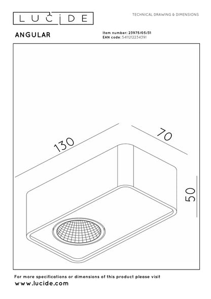 Lucide ANGULAR - Plafondspot - LED Dimb. - 1x6W 2700K - Wit | Premium - KwaliteitWonen.nl