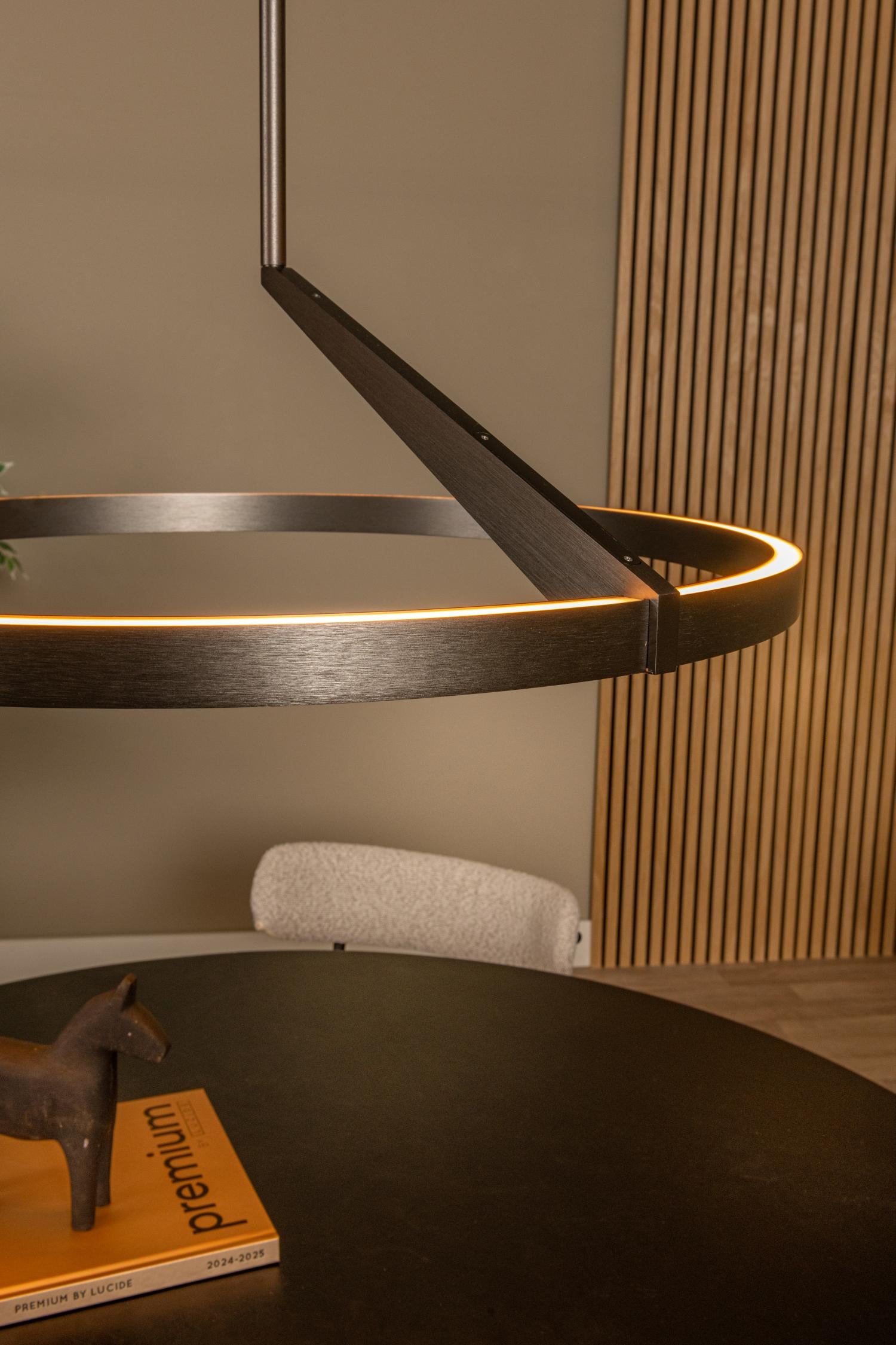 Lucide APPLAUSE - Hanglamp - Ø 60 cm - LED Dimb. - CCT - 1x32W 2700K/4000K - Handbewegingssensor - Grijs ijzer | Premium - KwaliteitWonen.nl
