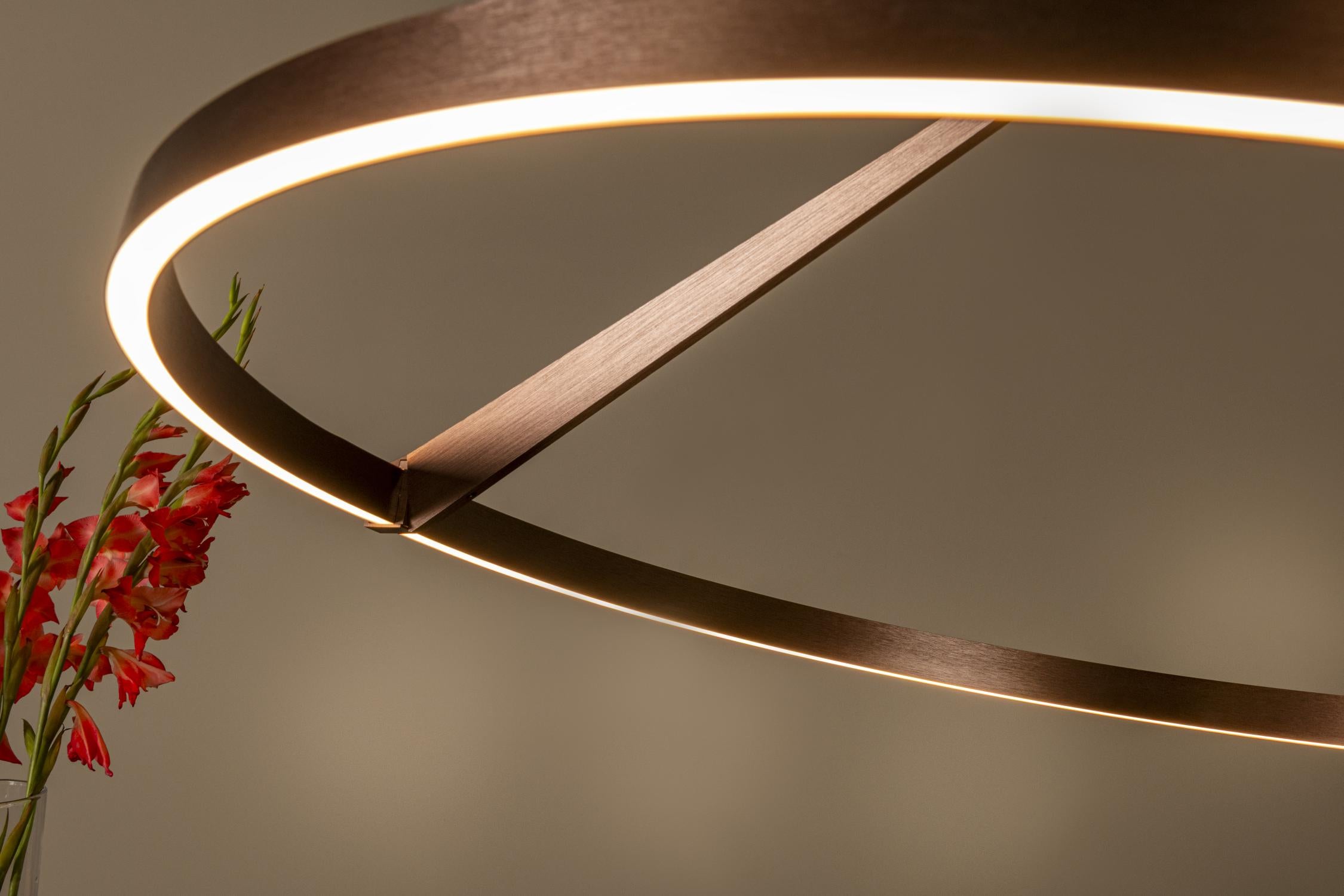 Lucide APPLAUSE - Hanglamp - Ø 80 cm - LED Dimb. - CCT - 1x50W 2700K/4000K - Handbewegingssensor - Koffie | Premium - KwaliteitWonen.nl