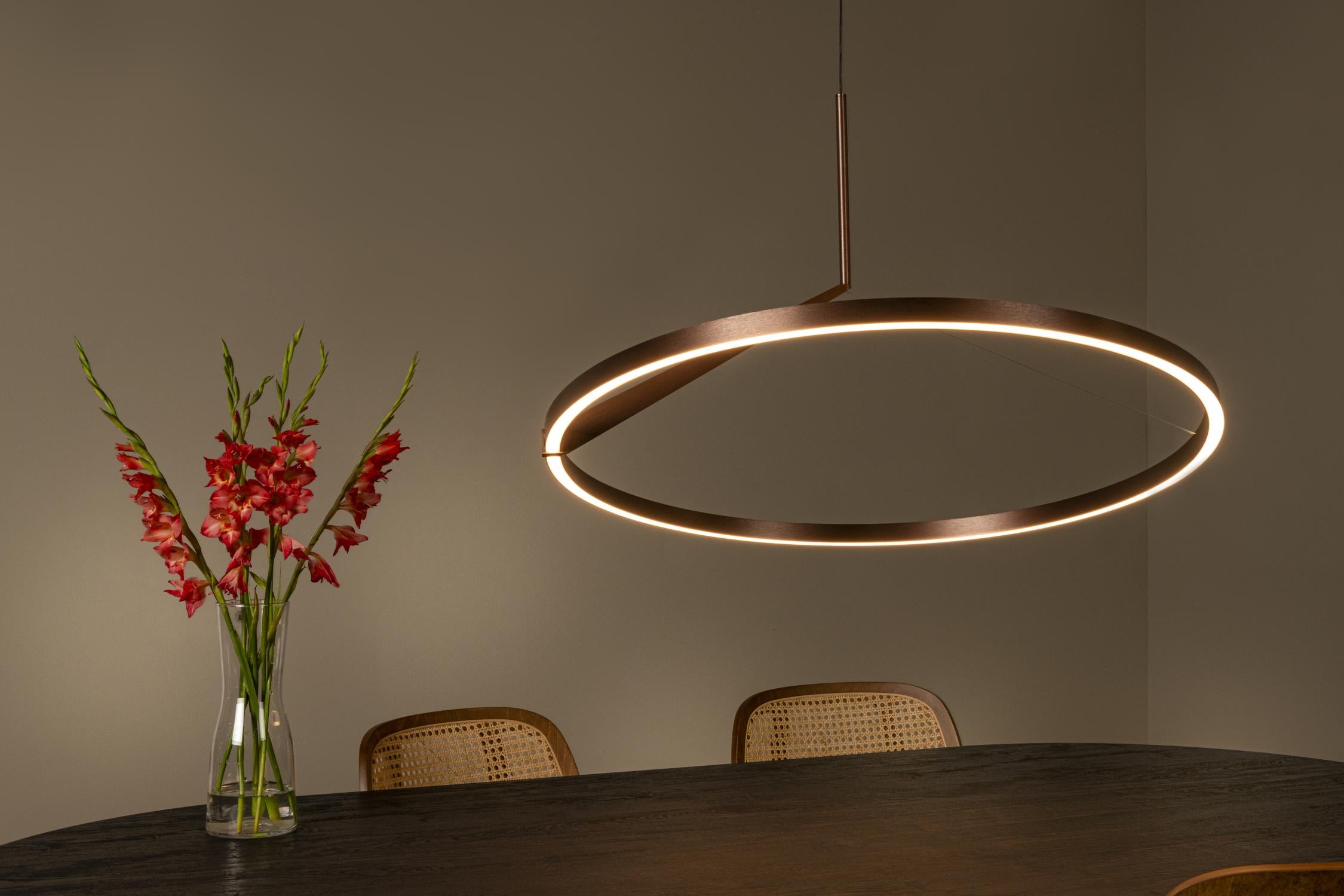 Lucide APPLAUSE - Hanglamp - Ø 80 cm - LED Dimb. - CCT - 1x50W 2700K/4000K - Handbewegingssensor - Koffie | Premium - KwaliteitWonen.nl