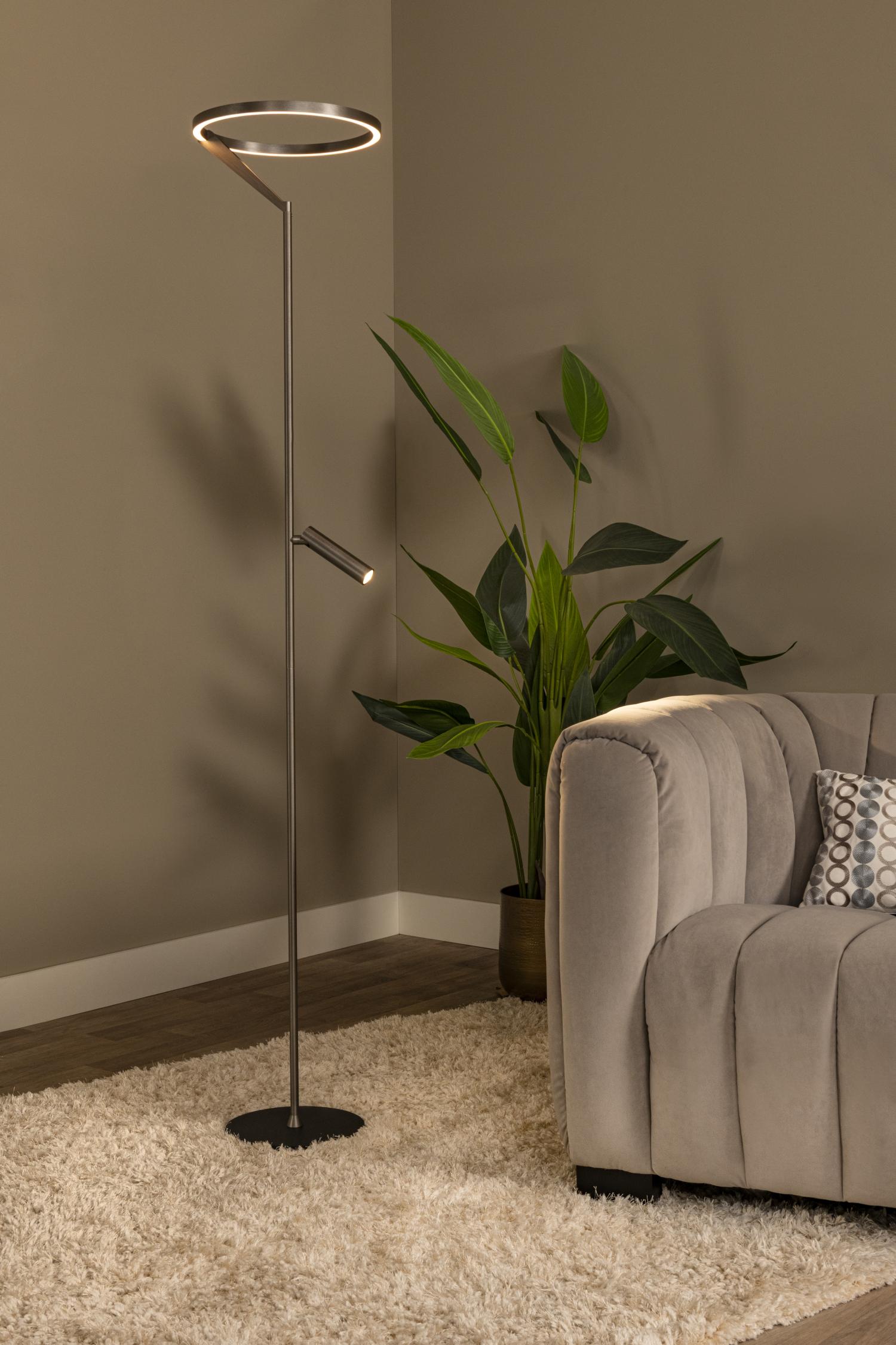 Lucide APPLAUSE - Vloerlamp - Ø 33 cm - LED Dimb. - CCT - 2700K/4000K - Grijs ijzer | Premium - KwaliteitWonen.nl