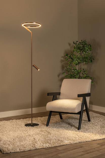 Lucide APPLAUSE - Vloerlamp - Ø 33 cm - LED Dimb. - CCT - 2700K/4000K - Koffie | Premium - KwaliteitWonen.nl