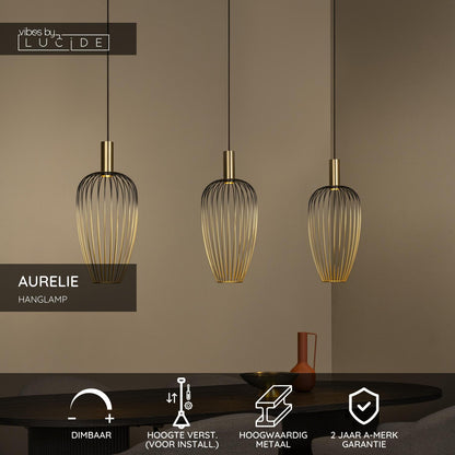 Lucide AURELIE - Hanglamp - 3xGU10 (MR11) - Goud | Vibes - KwaliteitWonen.nl