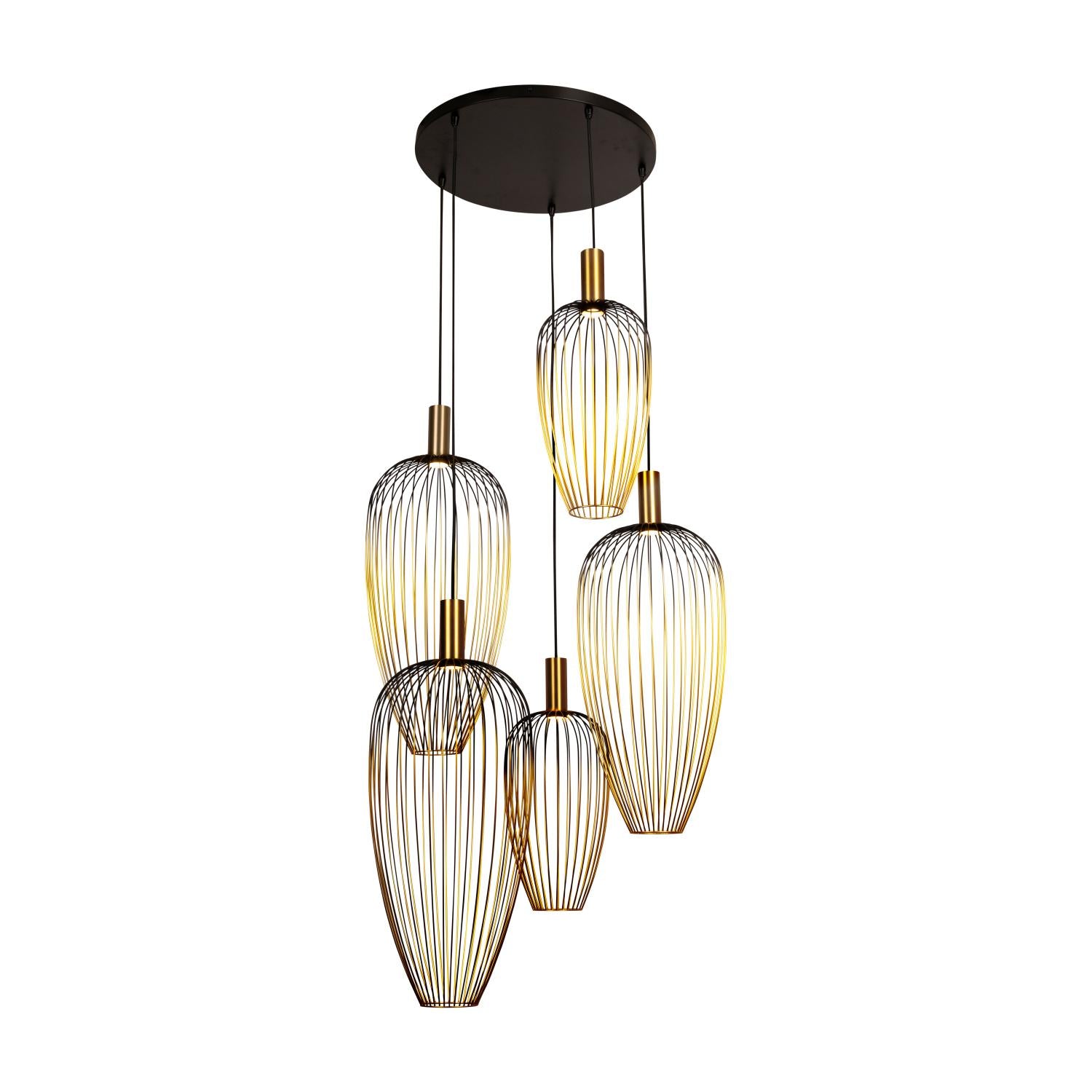Lucide AURELIE - Hanglamp - 5xGU10 (MR11) - Geschikt voor vide en hoge plafonds - Goud | Vibes - KwaliteitWonen.nl