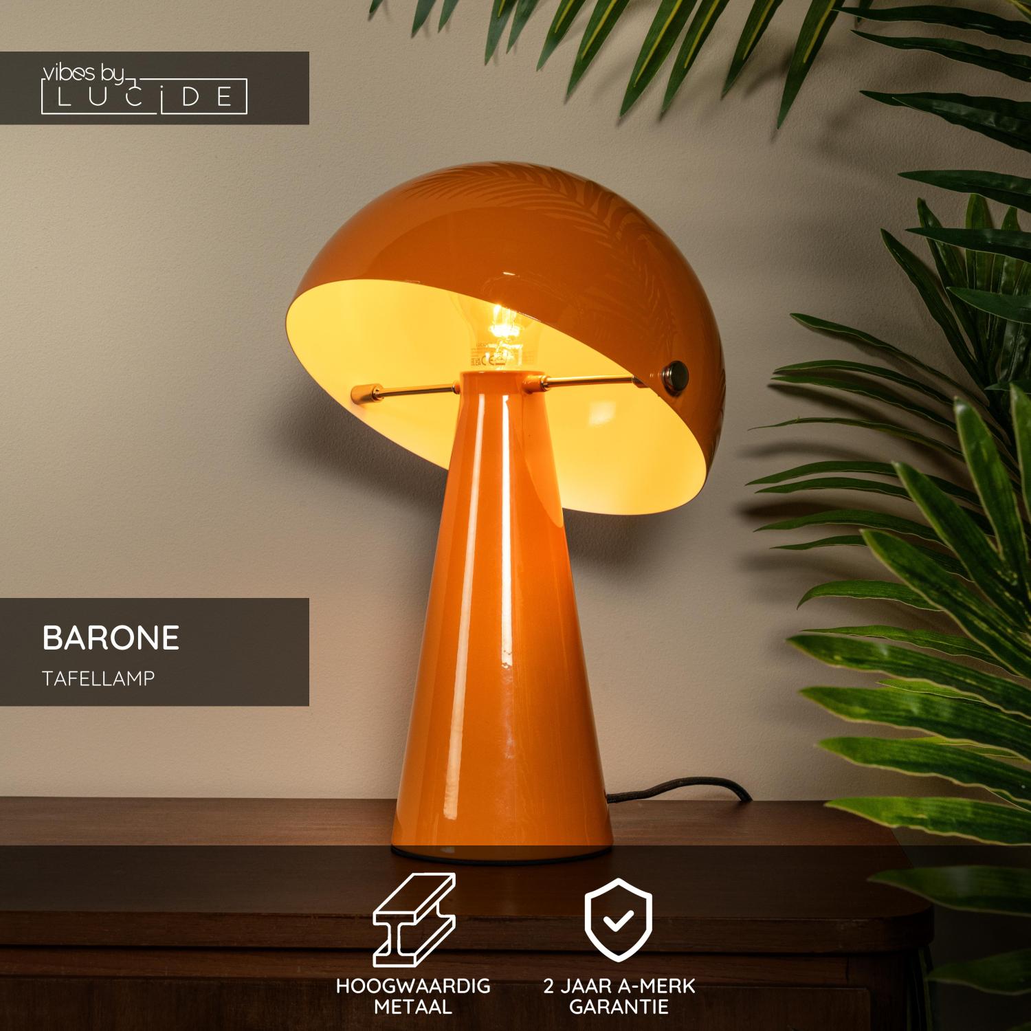 Lucide BARONE - Tafellamp - Ø 23 cm - 1xE27 - Oranje | Vibes - KwaliteitWonen.nl