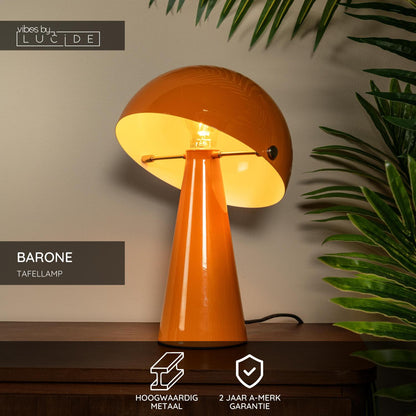 Lucide BARONE - Tafellamp - Ø 23 cm - 1xE27 - Oranje | Vibes - KwaliteitWonen.nl