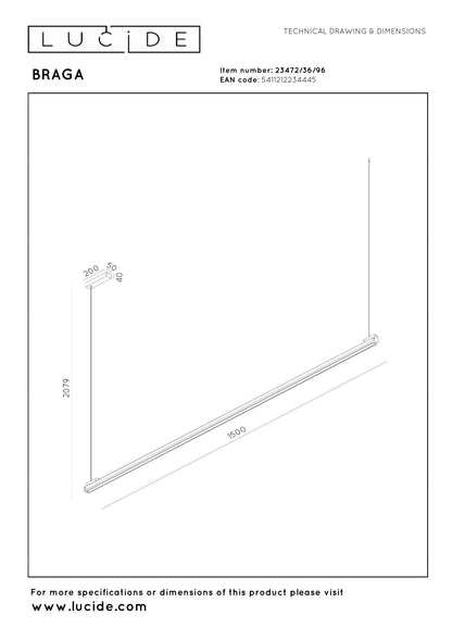 Lucide BRAGA - Hanglamp - LED Dimb. - CCT - 1x36W 2700K/4000K - Handbewegingssensor - Koffie | Premium - KwaliteitWonen.nl