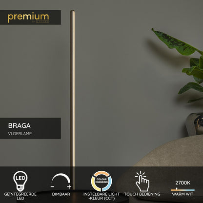 Lucide BRAGA - Vloerlamp - Ø 30 cm - LED Dimb. - CCT - 1x22W 2700K/4000K - Koffie | Premium - KwaliteitWonen.nl