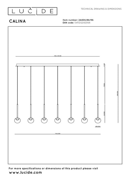 Lucide CALINA - Hanglamp - LED Dimb. - CCT - 12x7W 2200K/3300K - Met vervangbare LED-module - Koffie | Premium - KwaliteitWonen.nl