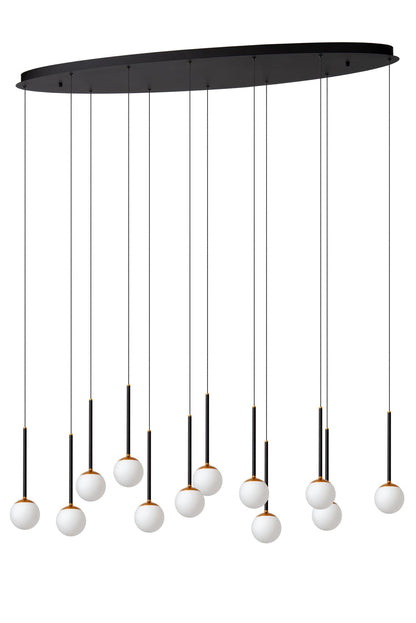 Lucide CALINA - Hanglamp - LED Dimb. - CCT - 12x7W 2200K/3300K - Met vervangbare LED-module - Zwart | Premium - KwaliteitWonen.nl