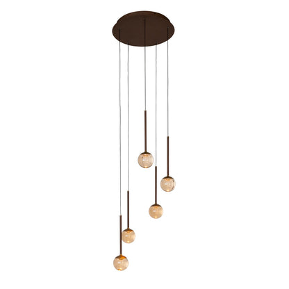 Lucide CALINA - Hanglamp - Ø 41,9 cm - LED Dimb. - CCT - 5x8,4W 2200K/3300K - Met vervangbare LED-module - Amber | Premium - KwaliteitWonen.nl