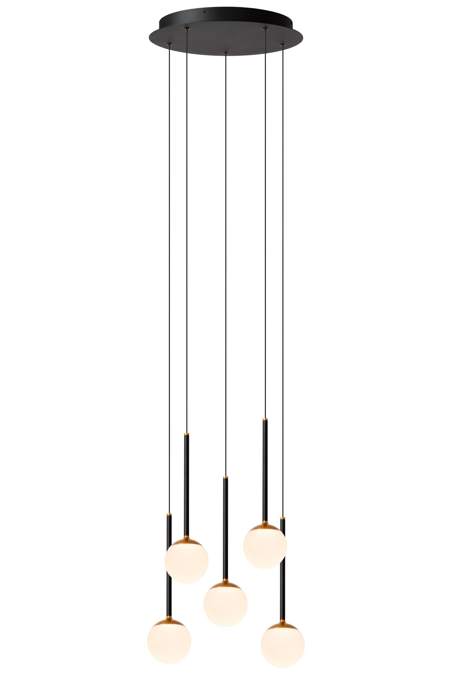 Lucide CALINA - Hanglamp - Ø 42 cm - LED Dimb. - 5x8,2W 2700K - Zwart | Premium - KwaliteitWonen.nl
