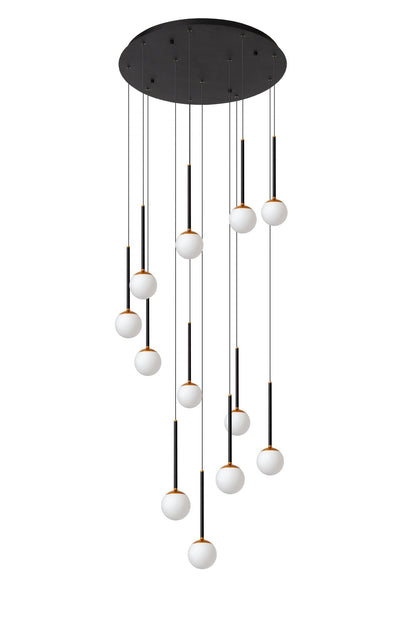 Lucide CALINA - Hanglamp - Ø 69,9 cm - LED Dimb. - 12x7,7W 2700K - Zwart | Premium - KwaliteitWonen.nl