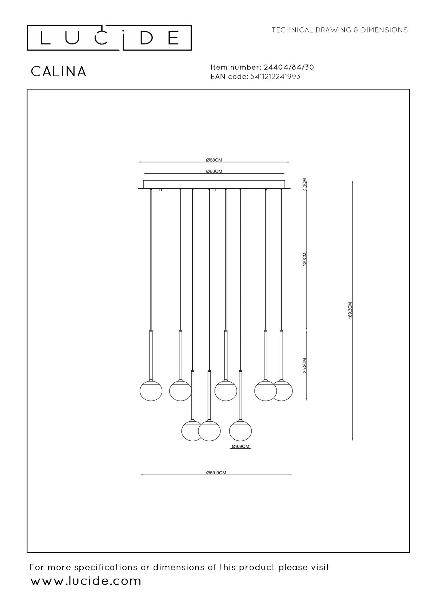 Lucide CALINA - Hanglamp - Ø 69,9 cm - LED Dimb. - 12x7,7W 2700K - Zwart | Premium - KwaliteitWonen.nl