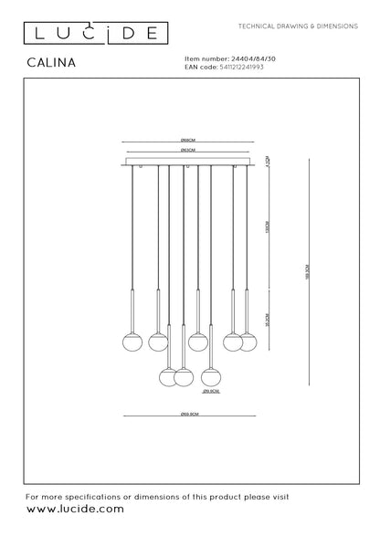 Lucide CALINA - Hanglamp - Ø 69,9 cm - LED Dimb. - 12x7,7W 2700K - Zwart | Premium - KwaliteitWonen.nl