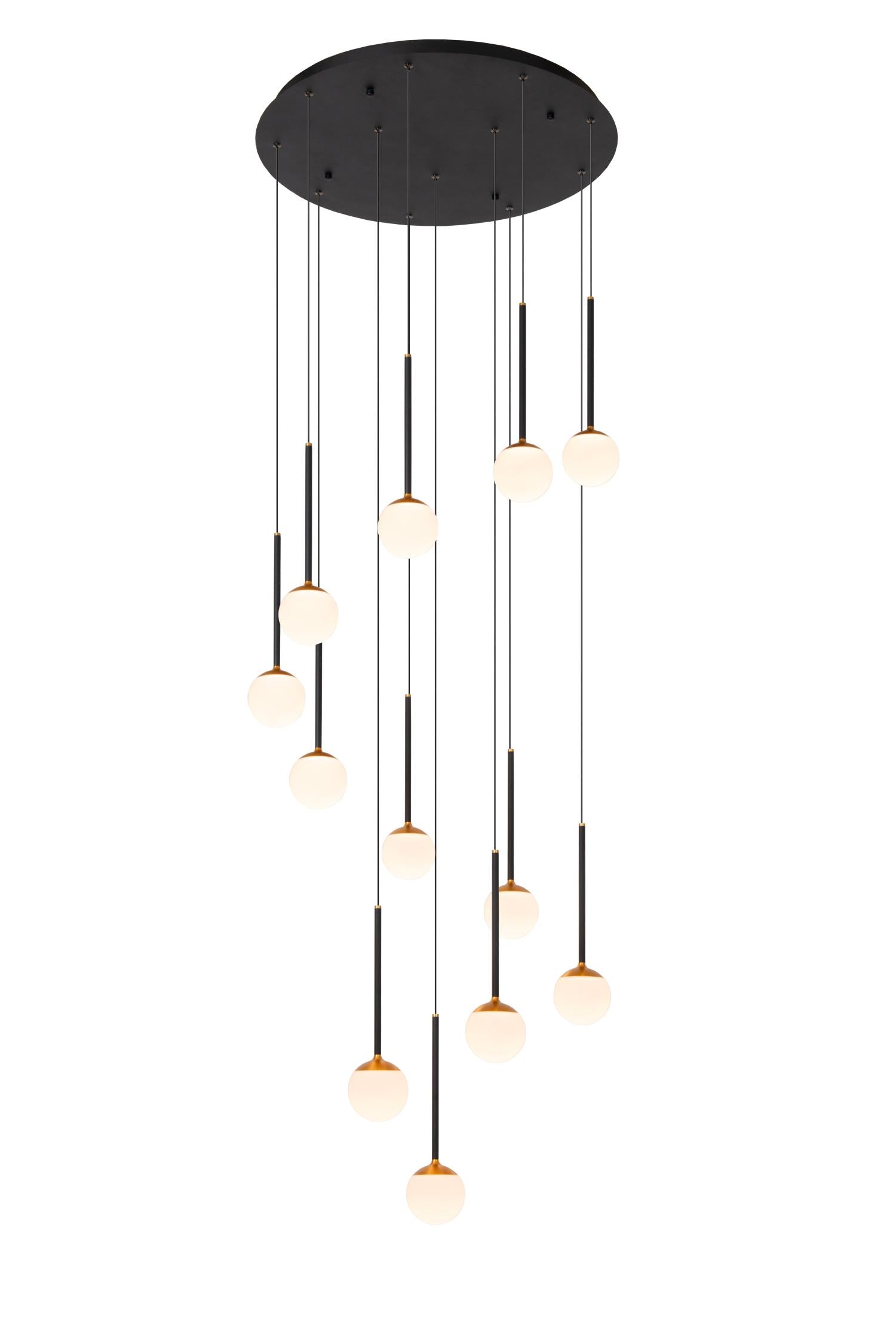 Lucide CALINA - Hanglamp - Ø 69,9 cm - LED Dimb. - 12x7,7W 2700K - Zwart | Premium - KwaliteitWonen.nl