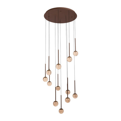 Lucide CALINA - Hanglamp - Ø 69,9 cm - LED Dimb. - CCT - 12x7W 2200K/3300K - Met vervangbare LED-module - Koffie | Premium - KwaliteitWonen.nl