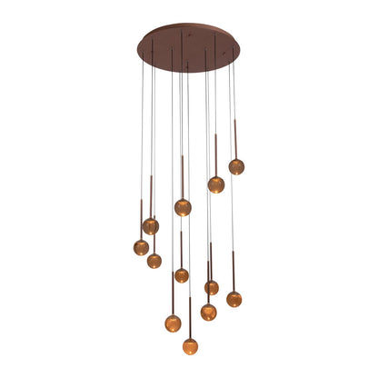 Lucide CALINA - Hanglamp - Ø 69,9 cm - LED Dimb. - CCT - 12x7W 2200K/3300K - Met vervangbare LED-module - Koffie | Premium - KwaliteitWonen.nl