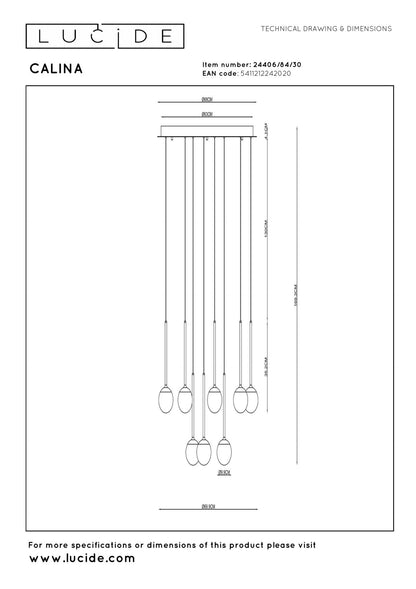 Lucide CALINA - Hanglamp - Ø 69,9 cm - LED Dimb. - CCT - 12x7W 2200K/3300K - Met vervangbare LED-module - Zwart | Premium - KwaliteitWonen.nl