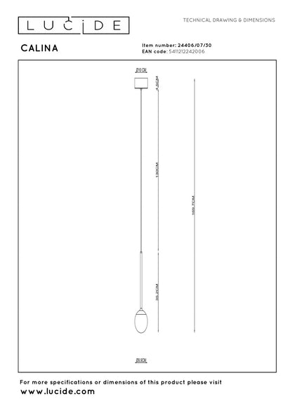 Lucide CALINA - Hanglamp - Ø 9,9 cm - LED Dimb. - CCT - 1x7W 2200K/3300K - Met vervangbare LED-module - Zwart | Premium - KwaliteitWonen.nl
